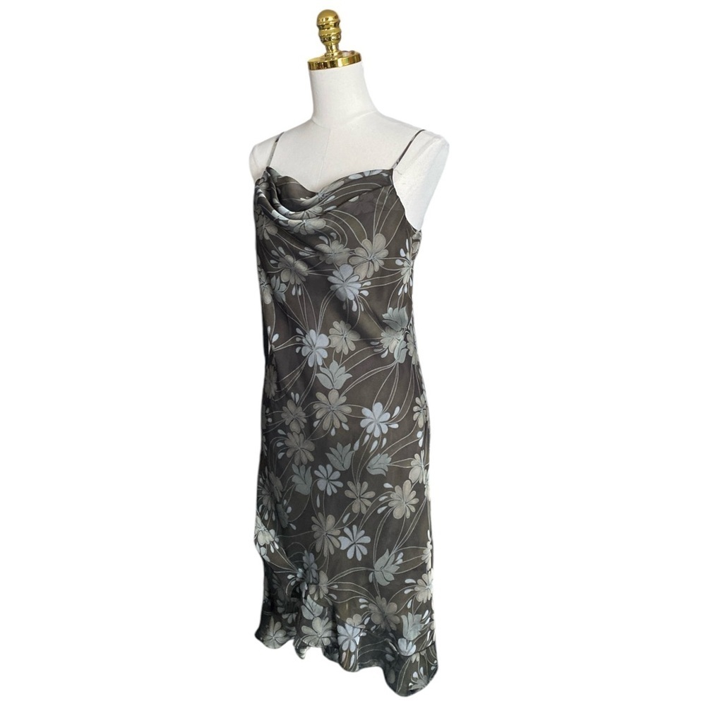 JESSICA HOWARD Cowl Neck Ruffled Floral Y2K Mermaidcore Dress Women Size 12P - Picture 4 of 8